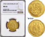 A6/85, Czechoslovakia, 2 Dukat 1932, Kremnica Mint, Gold, KM# 9, NGC MS65, Rare!