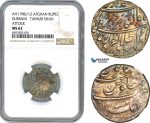 A7/13, Afghanistan, Durrani Shahs, Timur Shah, Afghan Rupee AH1198/12, Dar al-Aman Multan Mint, Silver, KM# 653, Rainbow toning, NGC MS62, Top Pop! Single finest graded!
