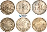 A7/396, Mongolia, Lot of 3x 50 Mongo AH15 (1925) KM# 7, EF-UNC