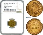 A7/88, British Honduras (Belize), 1/4 Real 1871, John Jex Token Coinage, Prid. 75, NGC XF45, Top Pop!