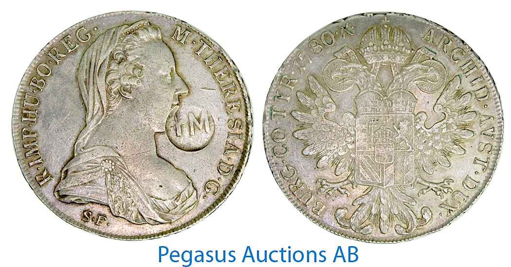 A86, Mozambique, Maria Theresia, Thaler 1780, Countermark "PM" for Portugal, Very Nice and Rare!