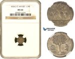 AA053, Central American Rep. (Guatemala) 1/4 Real 1826-G, Silver, NGC MS64