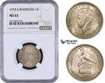 AA086, Southern Rhodesia (Zimbabwe) George VI, 1 Shilling 1939, Silver, NGC MS62, Pop 1/0, Finest! Rare!