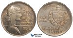 AA112, Cuba, "ABC" Peso 1938, Philadelphia, Silver, Toned AU (Bumps)