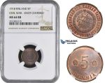 AA241, Finland (Civil War) 5 Penniä 1918 (Knot centered) NGC MS64RB