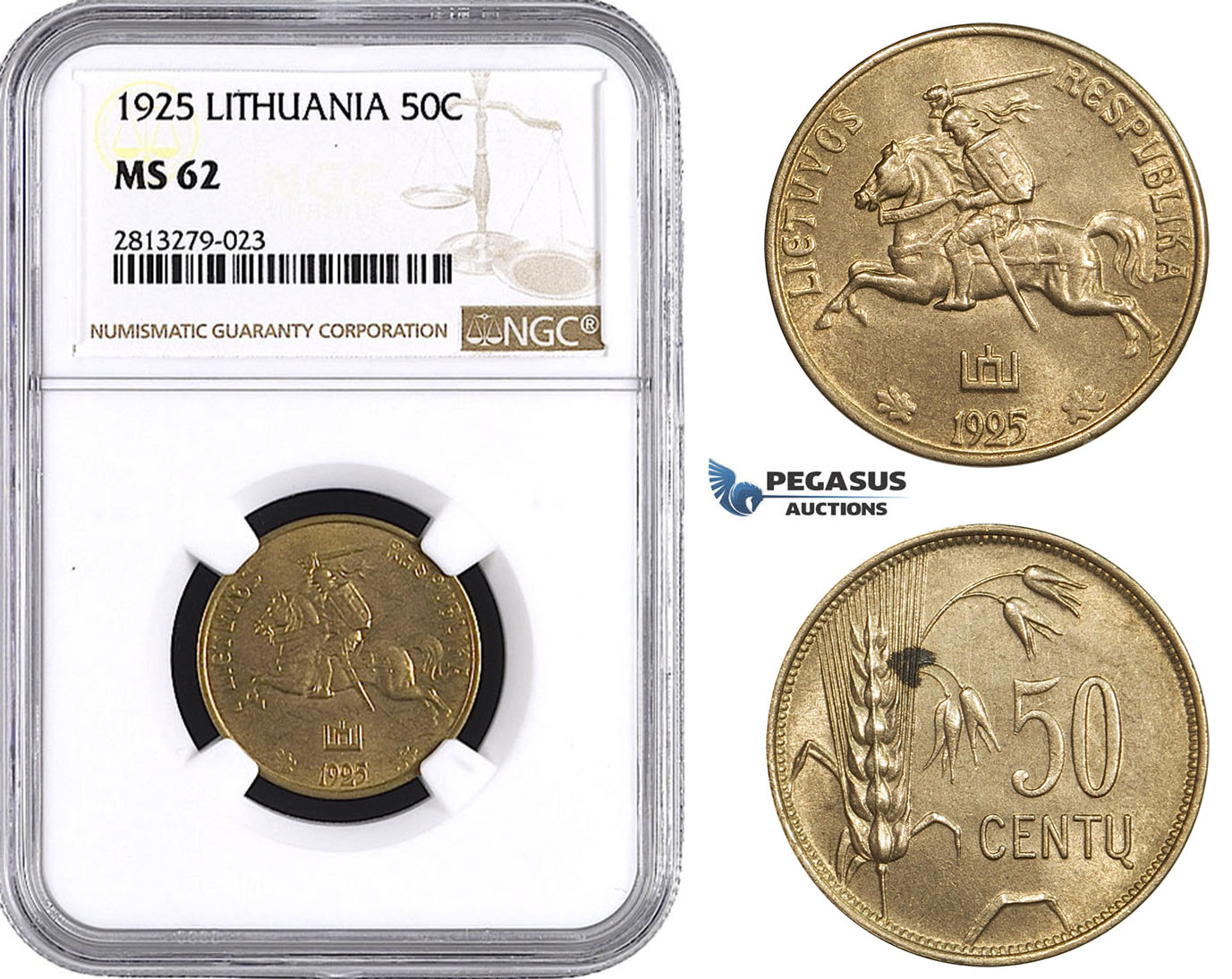 AA260, Lithuania, 50 Centu 1925, NGC MS62