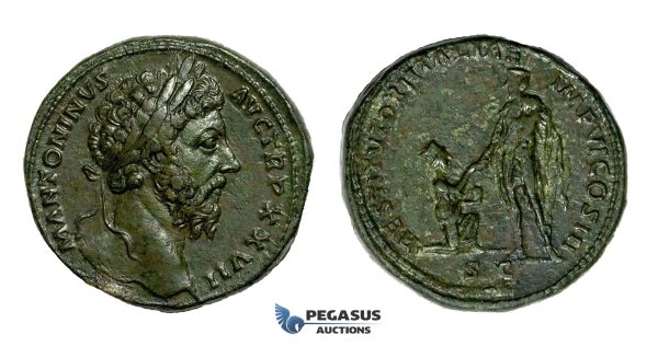 AA278, Roman Empire, Marcus Aurelius (161-180 AD) Æ Sestertius (24.07g) Rome, 172 AD, Kneeling Italia