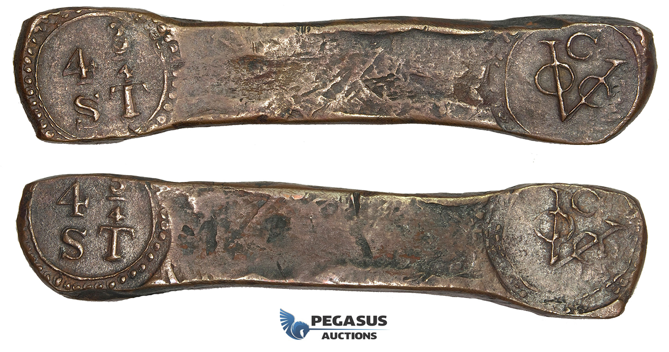 AA283, Ceylon, Dutch East India Company , Æ 4 3/4 Stuiver (48.44g) Bonk Bar ND ca. 1785, Ex. Schulman, Sept. 1979