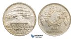 AA303, Lebanon, 50 Piastres 1929, Silver, AU