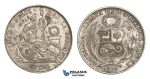 AA311, Peru, Sol 1869 LIMA YB, Lima, Silver, AU