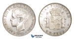 AA313, Philippines (Spanish) Alfonso XIII, Peso 1897 SG-V, Madrid, Silver, Polished XF