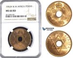 AA372, Britsih West Africa, George VI, Penny 1952-H, Heaton, NGC MS66RD