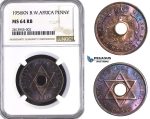 AA373, Britsih West Africa, Elisabeth II, Penny 1956-KN, Kings Norton, NGC MS64RB