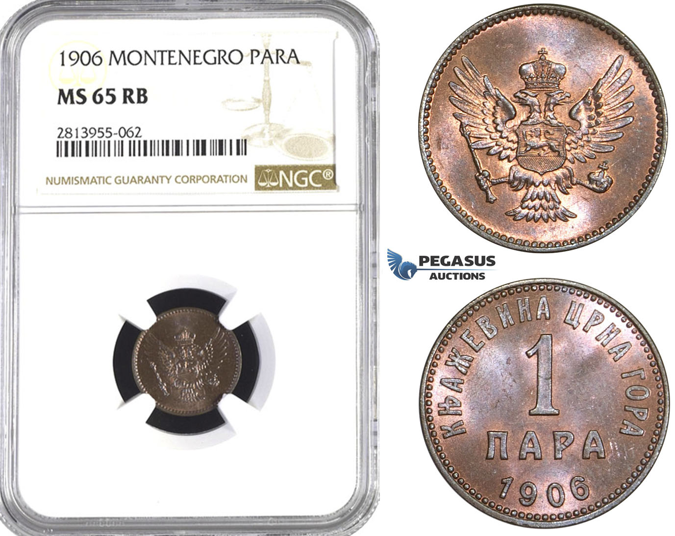 AA432, Montenegro, Nicholas I, 1 Para 1906, NGC MS65RB