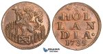 AA495, Netherlands, Holland, Duit 1739, Copper, Red UNC