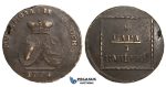 AA503, Moldavia & Wallachia (Russia, Romania) 2 Para/3 Kopeks 1774, Copper, XF, Rare