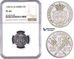 AA525, Danish West Indies, Christian IX, 5 Cents - 25 Bit 1905, Copenhagen, NGC PL65 Pop 2/0, No finer graded! Rare!