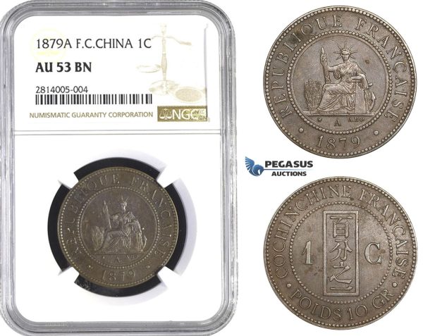 AA539-R, French Cochin China, 1 Centime 1879-A, Paris, NGC AU53BN