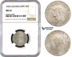 AA542, Guadeloupe, 50 Centimes 1903, NGC MS61