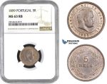 AA556, Portugal, Carlos I, 5 Reis 1899, Lisbon, NGC MS63RB