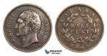 AA634, Sarawak, J. Brooke Rajah, 1/2 Cent 1863, VF