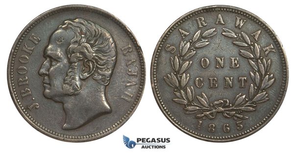AA635, Sarawak, J. Brooke Rajah, 1 Cent 1863, VF