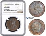 AA638, Australia, George V, Penny 1921, NGC MS64BN