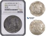 AA699, Netherlands, Friesland, 1 Daalder 1610, Silver, Dav. 4829, NGC AU58