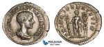 AA756, Roman Empire, Diadumenian Caesar (217-218 AD) AR Denarius (3.28g) Rome, Prince between standards
