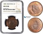 AA825, Argentina, 2 Centavos 1885, NGC MS65RB, Pop 1/0