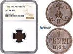 AA833, Finland (under Russia) Alexander II, Penni 1866, NGC AU58BN