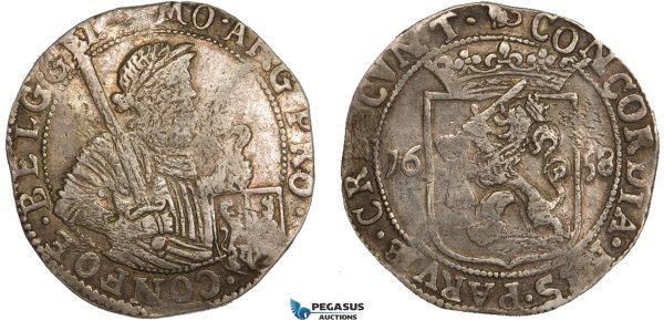 AA900, Netherlands, Gelderland, Rijksdaalder 1658, Silver (28.64g) Delm. 938 (R2) Toned VF-XF