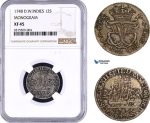 AA930, Danish West Indies, Frederik V, 12 Skilling 1748, Silver, NGC XF45, Top Pop