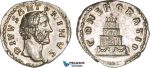 AB070, Roman Empire, Divus Antoninus Pius (Died 161 AD) AR Denarius 3.33g) Rome, 161 AD, Consecration, Lustros aUNC