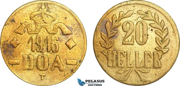 AB097, German East Africa (DOA) 20 Heller 1916-T, Tabora, Brass, UNC (Corrosion spots)