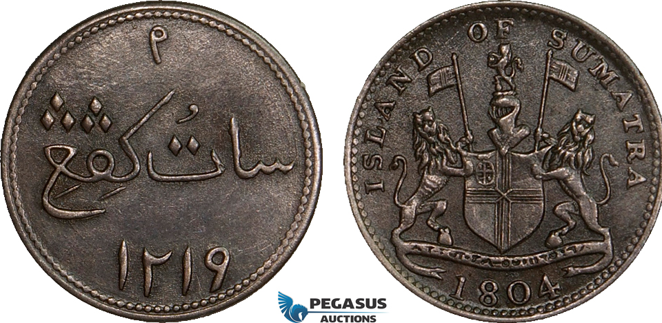 AB145, Netherlands East Indies, Sumatra, Keping AH1219 / 1804, KM# 262, Cleaned AU