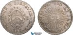 AB187, Argentina, Rio De La Plata, 8 Reales 1832 RA-P, Rioja, Silver (26.68g) XF-AU (Scratches)
