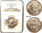 AB235, Australia, George V, Florin / 2 Shillings 1927, Silver, NGC MS64 (Parliament House)