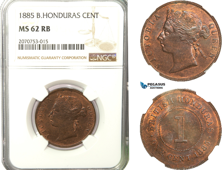 AB236, British Honduras, Victoria, 1 Cent 1885, NGC MS62RB