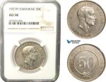AB278, Sarawak, C.V. Brooke, 50 Cents 1927-H, Heaton, Silver, NGC AU58