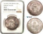 AB285, United Arab Emirates, Ajman, 7.5 Rials AH1389 / 1970, Silver, NGC MS67 "Barbary Falcon"