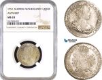 AB289, Austria Netherlands (Brabant) Maria Theresia, 1/4 Ducaton 1751, Antwerp, Silver, NGC MS63, Pop 1/0, Finest!