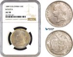 AB295, Colombia, 50 Centavos 1889, Bogota, Silver, NGC AU58, Pop 2/0, No Finer!