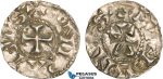 AB350, France, Carolingians, Conrad le Pacific (the Peaceful) (937-993) Denier, Lucdunus (Lyon), Silver (1.13g) Toned AU