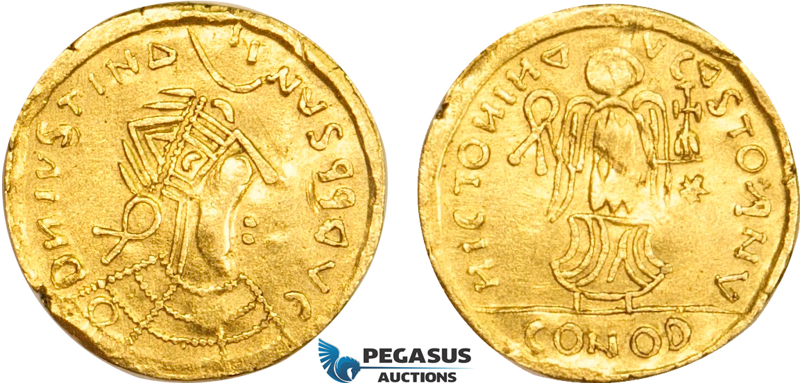 AB402, Merovingians, Uncertain. Time of Clovis I-Clotaire I. Ca. 491-560. AV Tremissis (1.45g) Very Rare!