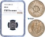 AB445, Cuba, 2 Centavos 1915, NGC MS64