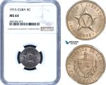 AB446, Cuba, 5 Centavos 1915, NGC MS64