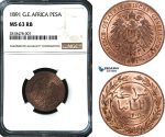 AB475, German East Africa (DOA) Pesa 1891, Berlin, NGC MS63RB
