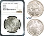 AB481, Iran, Muzaffar al-Din Shah, 5000 Dinars AH1320 (1902) Silver, NGC MS62