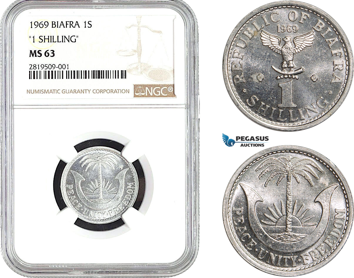 AB653, Biafra, 1 Shilling 1969, NGC MS63